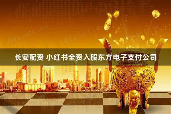 长安配资 小红书全资入股东方电子支付公司